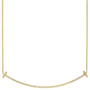 ティファニー Tiffany & Co ネックレス T スマイル ペンダント ダイヤ ラージ イエローゴールド T&Co. T smile K18YG Au750 18K 18金 【中古】中古美品