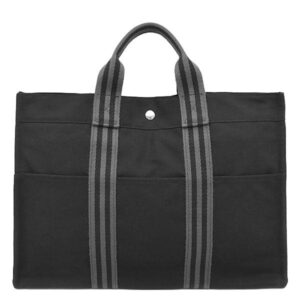 エルメス HERMES トートバッグ フールトゥ MM キャンバス ブラック シルバー金具 黒 グレー A4 ハンドバッグ トート 【中古】新品同様品