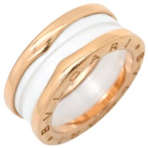 ブルガリ BVLGARI リング 指輪 ビーゼロワン B-zero1 2バンドリング ホワイト×ピンクゴールド #51(JP11) 白セラミック Au750 18K 10号 【中古】中古品