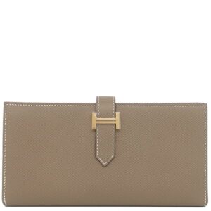 エルメス HERMES 長財布 ベアンスフレ ヴォーエプソン エトゥープ ゴールド金具 新品 未使用 グレージュ 二つ折り財布 K刻印(2025年製) 【箱】 【中古】未使用保管品
