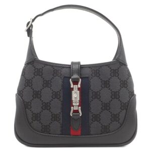 バレンシアガ BALENCIAGA 2WAYバッグ ザ ハッカー プロジェクト ジャッキー 1961 キャンバス レザー ブラック シルバー金具 黒 GUCCI グッチ コラボ 680132 【箱】 【中古】未使用保管品