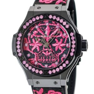 ウブロ HUBLOT ビッグバン ブロイダリー シュガースカル フロー ホットピンク 343.CP.6590.NR.1233 限定 レディース 腕時計自動巻き ピンク 【中古】中古美品