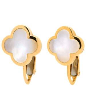 ヴァンクリーフアーペル Van Cleef & Arpels ピアス ピュア アルハンブラ パールホワイト×イエローゴールド 白 750YG 18K シェル VCARA38800 【箱】 【中古】