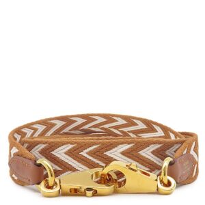 エルメス HERMES ショルダーストラップ バンドリエール サングル ジグザグ スイフト トワルコットン ゴールド×エクリュ ゴールド金具 茶 白 B 【中古】中古美品
