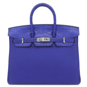 エルメス HERMES ハンドバッグ バーキン25 タッチ トゴ アリゲーター ブルーロワイヤル シルバー金具 青 U 【箱】 【中古】未使用保管品