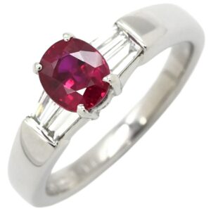 リング 指輪 ルビー 1.07ct ダイヤモンド プラチナシルバー レッド 赤 1石 オーバルシェイプ ビルマ産 ピジョンブラッド プラチナ 12号 【中古】