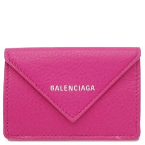 バレンシアガ BALENCIAGA 三つ折り財布 ペーパー ミニ ウォレット レザー ピンク シルバー金具 コンパクトウォレット 391446 【箱】 【中古】