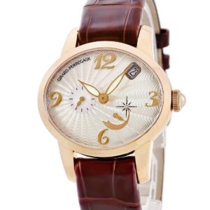 ジラールペルゴ GIRARD PERREGAUX キャッツアイ 80480 K18PG無垢 純正ダイヤ シェル ギョウシェ アイボリー デイト レディース 腕時計自動巻き ベージュ 【中古】中古美品