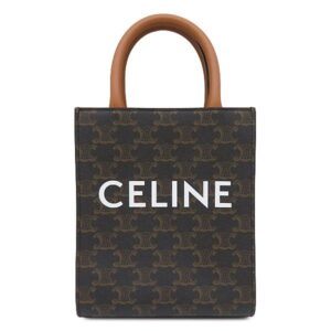 セリーヌ CELINE 2WAYバッグ ミニ バーティカル カバ レザー トリオンフキャンバス タン ゴールド金具 茶 ショルダー ロゴ トリオンフ 194372BZK 【中古】新品同様品