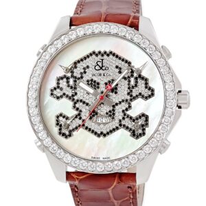 ジェイコブ JACOB&CO 5タイムゾーン 47mm スカル JC-SKULL7D 純正ダイヤ パヴェ シェル GMT 骸骨 ドクロ メンズ 腕時計クオーツ ホワイト 【中古】中古美品