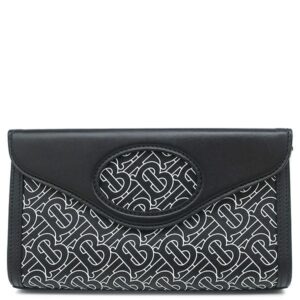 バーバリー BURBERRY 2WAYバッグ BTロゴ レザー ショルダー レザー ブラック シルバー金具 黒 白 ショルダー クラッチ 【中古】