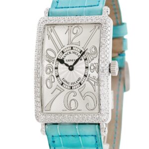 フランクミュラー FRANCK MULLER ロングアイランド 1000QZD K18WG無垢 純正ダイヤ レリーフ ビザン数字 スクエア メンズ 腕時計クオーツ シルバー 【中古】