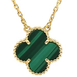 ヴァンクリーフアーペル Van Cleef & Arpels ネックレス ヴィンテージ アルハンブラ イエローゴールド×グリーン Au750 18K 18金 緑 マラカイト マット VCARO9VA00 【中古】