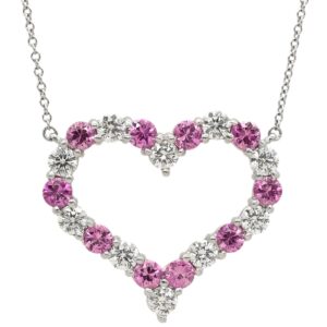 ティファニー Tiffany & Co ネックレス センチメンタル ハート プラチナシルバー ダイヤモンド ピンクサファイア プラチナ 【中古】中古美品