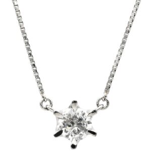 ネックレス ソリティア ダイヤモンド プラチナシルバー Pt900 プラチナ 1P 1石 1粒 6本爪 両吊りタイプ 【中古】中古品