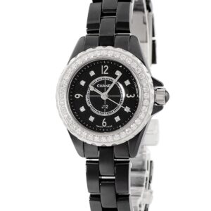 シャネル CHANEL J12 29mm H2571 純正ダイヤ ブラック セラミック 黒 アラビア レディース 腕時計クオーツ ブラック 【中古】中古美品