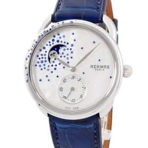 エルメス HERMES アルソー プティット リュンヌ AR7.A30 純正ダイヤ サファイア シェル ムーンフェイズ レディース 腕時計自動巻き ホワイト 【中古】中古美品