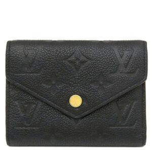 ルイヴィトン LOUIS VUITTON 三つ折り財布 ポルトフォイユ ヴィクトリーヌ モノグラムアンプラント ノワール ゴールド金具 ミニ財布 M64060 RFID 【中古】