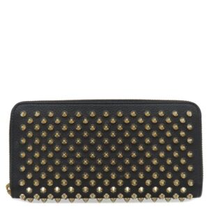 クリスチャンルブタン Christian Louboutin 長財布 パネトーネ スパイク レザー ブラック ゴールド金具 黒 ラウンドファスナー スタッズ 1185059 【箱】 【中古】新品同様品