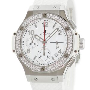 ウブロ HUBLOT ビッグバン スチール ホワイト ダイヤモンド 342.SE.230.RW.114 純正ダイヤ デイト メンズ 腕時計自動巻き ホワイト 【中古】中古美品