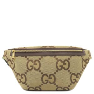 グッチ GUCCI ボディバッグ ジャンボGG ベルトバッグ レザー ジャンボGGキャンバス ベージュ×ブラウン ゴールド金具 ウエストバッグ 茶 696031 【保存袋】 【中古】