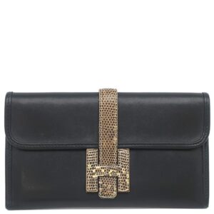 エルメス HERMES クラッチバッグ ジジェ デュオ スイフト リザード ブラック×オンブレ 黒 グレー D 【箱】 【中古】中古品