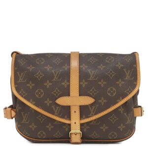 【★3％OFFクーポン】ルイヴィトン LOUIS VUITTON ショルダーバッグ ソミュール 30 モノグラムキャンバス モノグラム ゴールド金具 茶 斜め掛け ダブルフェイス M42256 AR0932 【中古】中古美品