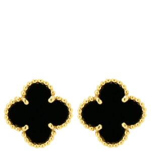 ヴァンクリーフアーペル Van Cleef & Arpels ピアス スウィート アルハンブラ ブラック×イエローゴールド 黒 オニキス 750 YG 18K 両耳用 VCARA44900 【保証書】 【中古】中古美品