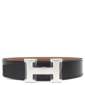 エルメス HERMES ベルト コンスタンスH トゴ ボックスカーフ ブラック×ゴールド #85 シルバー金具 新品 未使用 Hバックル リバーシブル W刻印(2024年製) 【箱】 【中古】未使用保管品