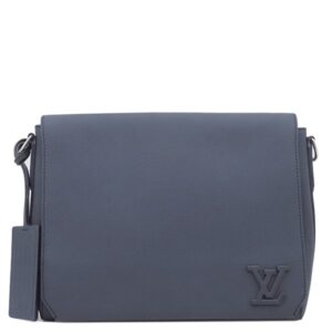 ルイヴィトン LOUIS VUITTON ショルダーバッグ テイクオフ メッセンジャー レザー アエログラムレザー ネイビー シルバー金具 紺 アエログラム M21363 RFID 【中古】