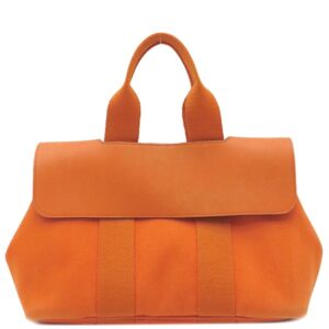 エルメス HERMES ハンドバッグ ヴァルパライソ PM トワルシェブロン レザー オレンジ シルバー金具 □G刻印 【保存袋】 【中古】