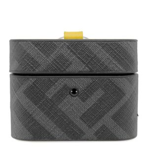 フェンディ FENDI 小物 ズッカ柄 AirPods Proケース プラスチック レザー ブラック×黄色 シルバー金具 黒 黄色 AirPodsホルダー 【保存袋】 【中古】中古美品