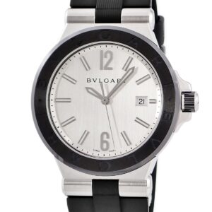 ブルガリ BVLGARI ディアゴノ セラミック DG42C6SCVD DG42SC デイト シルバー ブラック アラビア バー メンズ 腕時計自動巻き シルバー 【中古】中古美品