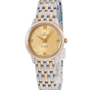 オメガ OMEGA デ ヴィル プレステージ 424.20.27.60.58.001 K18YG×SS コンビ 純正ダイヤ ローマン レディース 腕時計クオーツ ゴールド 【中古】中古美品