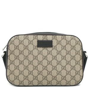 グッチ GUCCI ショルダーバッグ GGスプリーム メッセンジャーバッグ GGスプリームキャンバス レザー ベージュxブラック シルバー金具 779880 【保存袋】 【中古】