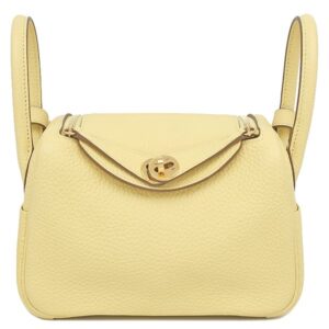 エルメス HERMES ショルダーバッグ リンディ ミニ 20 ヴェルソ トリヨンクレマンス ジョーヌプッサン×ナタ ゴールド金具 バイカラー U刻印 【中古】