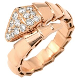 ブルガリ BVLGARI リング 指輪 セルペンティ ヴァイパー ダイヤ ピンクゴールド L 18K PG パヴェ シングルコイル 15号 345218 【箱】 【中古】