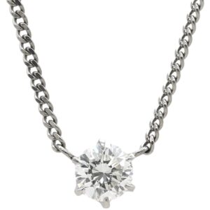 ネックレス 1粒ダイヤ ソリティアペンダント プラチナシルバー Pt900×Pt850 コンビ 6本爪セッティング 【中古】中古品