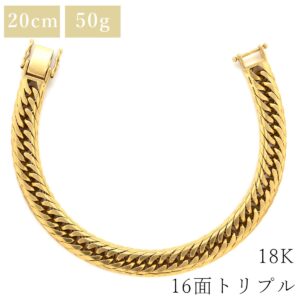 喜平 KIHEI ブレスレット K18 18金 20.2cm 50.3g 16面 トリプル K18YG イエローゴールド 造幣局検定マーク ショッピングローン対応していません 【中古】中古美品