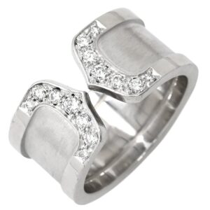 カルティエ Cartier リング 指輪 C2 ダイヤモンド LM ホワイトゴールド #51(JP11) ワイド Cドゥ 2C Au750 18K WG 11号 【中古】新品同様品