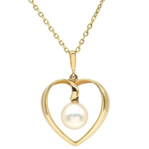 ミキモト MIKIMOTO ネックレス ハートモチーフ パール パールホワイト×イエローゴールド MIKIMOTO 真珠 14K 14金 Au585 1P スウィング 【ケース】 【中古】中古美品