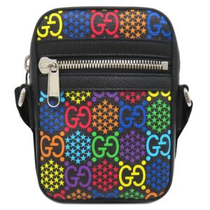 グッチ GUCCI ショルダーバッグ メッセンジャーバッグ GGスプリームキャンバス レザー マルチカラー×ブラック シルバー金具 598103 【保存袋】 【中古】新品同様品