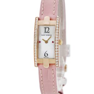 ハリーウィンストン Harry Winston アヴェニュー C ミニ 332LQR K18RG無垢 純正ダイヤ サファイア シェル レディース 腕時計クオーツ シルバー 【中古】