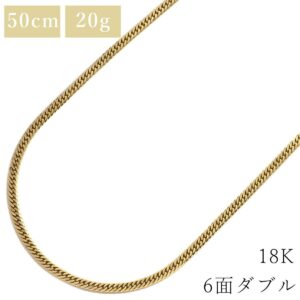 喜平 KIHEI ネックレス K18 18金 50.5cm 20.1g 6面 ダブル W K18YG イエローゴールド 造幣局検定マーク※ショッピングローン対応していません 【中古】