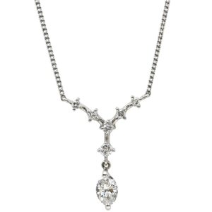 タサキ TASAKI ネックレス Y字ダイヤペンダント プラチナシルバー Pt900×Pt850 ダイヤ 7粒 7石 ティアードロップ Y型 【中古】