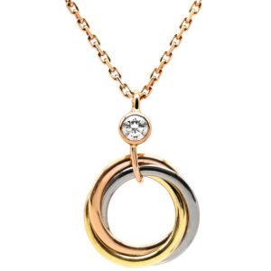 カルティエ Cartier ネックレス トリニティ イエローゴールド×ピンクゴールド×ホワイトゴールド Cartier スリーカラー18金 750 3連 1Pダイヤ 【中古】