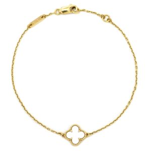 ヴァンクリーフアーペル Van Cleef & Arpels ブレスレット スウィート アルハンブラ パールホワイト×イエローゴールド K18 18金 750YG シェル 白 VCARF68800 【中古】中古美品