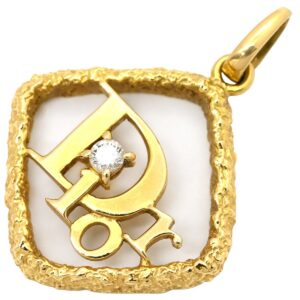 クリスチャン・ディオール Christian Dior ペンダントトップ ロゴトップ イエローゴールド Christian Dior Au750 K18 ダイヤ 1P 1粒 ヴィンテージ 【中古】