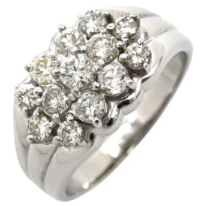 リング 指輪 ダイヤモンド 1.0ct プラチナシルバー Pt900 パヴェ メレダイヤ 3列 3連 3ライン 幅広 ボリュームリング 13.5号 【中古】中古美品