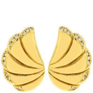 タサキ TASAKI ピアス 羽 翼 モチーフ ダイヤ イエローゴールド 18K 750 YG メレダイヤ 【中古】新品同様品